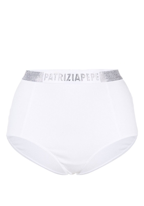 Patrizia Pepe crystal-embellished logo briefs - White