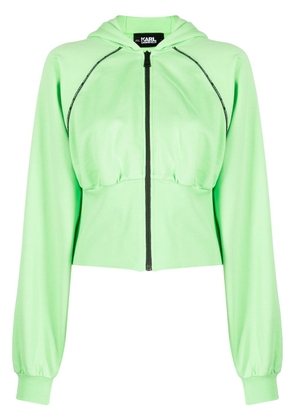 Karl Lagerfeld logo-print organic-cotton zip hoodie - Green