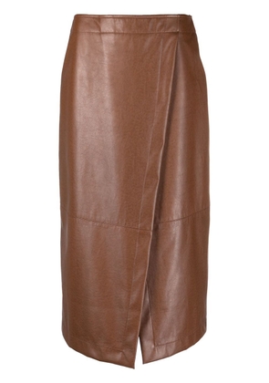 MSGM wrap design midi skirt - Brown