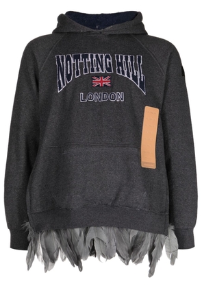 4SDESIGNS feather-detailing cotton hoodie - Grey