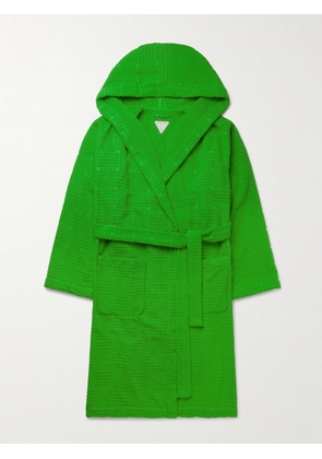 Bottega Veneta - Intrecciato Cotton-Terry Hooded Robe - Men - Green - S