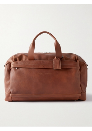 Brunello Cucinelli - Logo-Print Full-Grain Leather Duffle Bag - Men - Brown