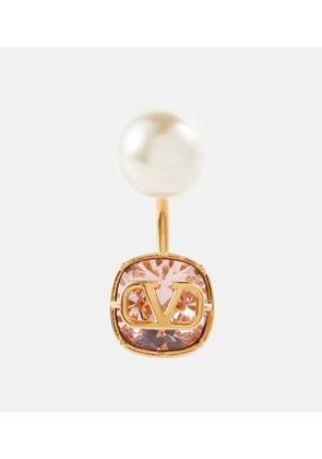 Valentino VLogo faux pearl and crystal single earring