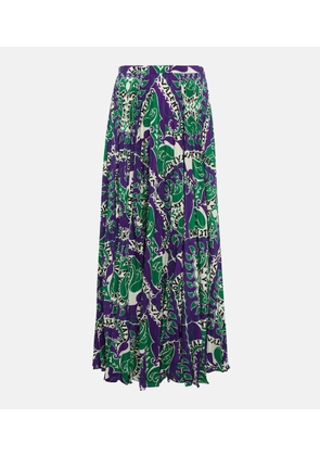 Valentino Printed high-rise silk midi skirt