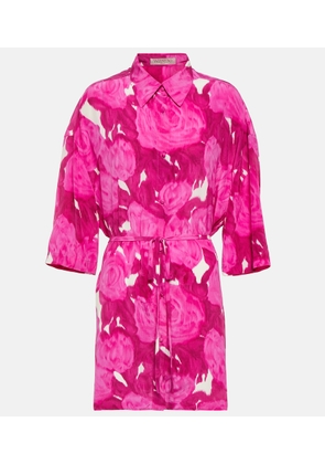 Valentino Belted floral silk shirt dress