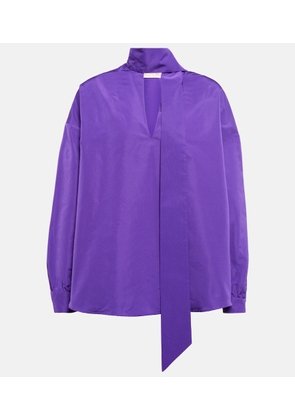 Valentino Scarf neckline cotton-blend shirt