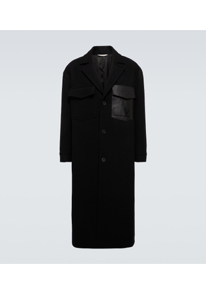 Valentino Leather-trimmed wool overcoat