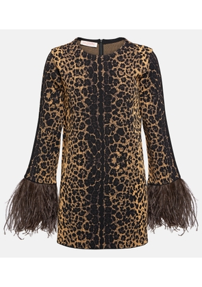 Valentino Feather-trimmed leopard-print sweater