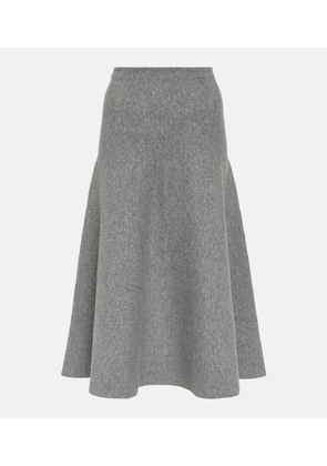 Valentino High-rise wool-blend midi skirt