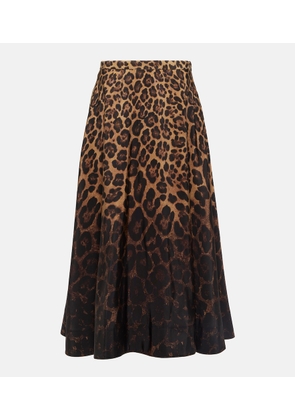 Valentino Leopard-print silk midi skirt