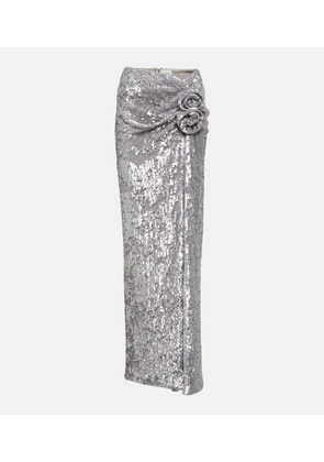 Magda Butrym Floral-appliqué sequined maxi skirt
