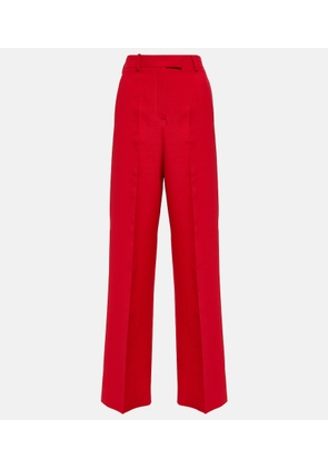 Valentino High-rise straight-leg silk crêpe pants