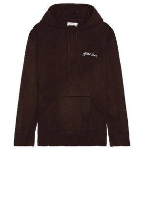 FLANEUR Signature Knit Hoodie in Brown. Size M, S, XL/1X.