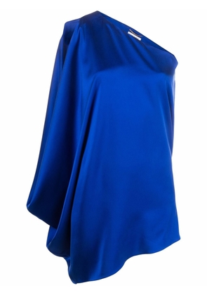 Saint Laurent one-shoulder drape-detail dress - Blue