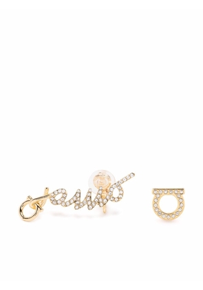 Ferragamo asymmetrical crystal earrings - Gold