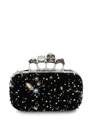 Alexander McQueen Skull Four Ring crystal-embellished clutch bag - Black