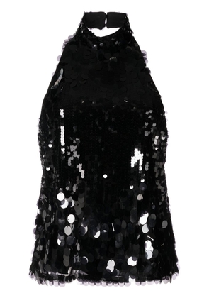 Anna Sui sequinned halterneck top - Black