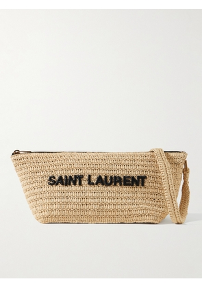 SAINT LAURENT - Logo-Embroidered Raffia Messenger Bag - Men - Neutrals