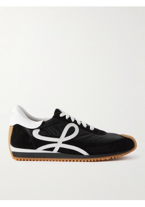 LOEWE - Flow Runner Leather-Trimmed Suede and Nylon Sneakers - Men - Black - EU 40