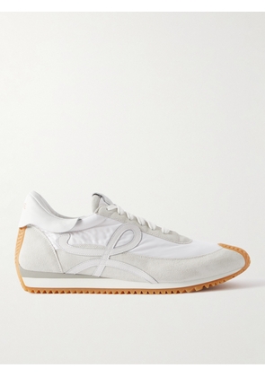 LOEWE - Flow Runner Leather-Trimmed Suede and Nylon Sneakers - Men - White - EU 40