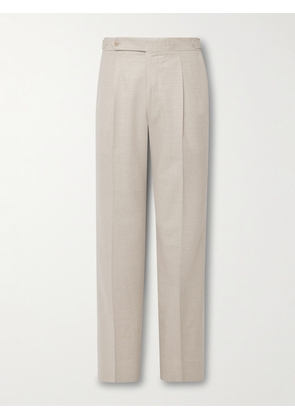 Stòffa - Tapered Pleated Wool Trousers - Men - Neutrals - IT 46