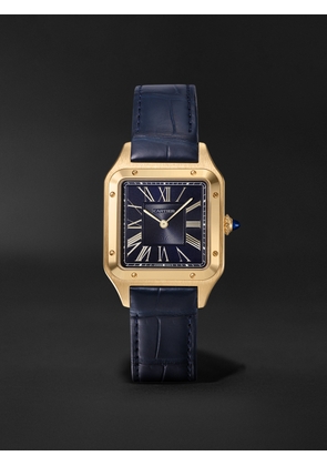 Cartier - Santos-Dumont 43.5mm Large 18-Karat Gold and Alligator Watch, Ref. No. CRWGSA0077 - Men - Blue