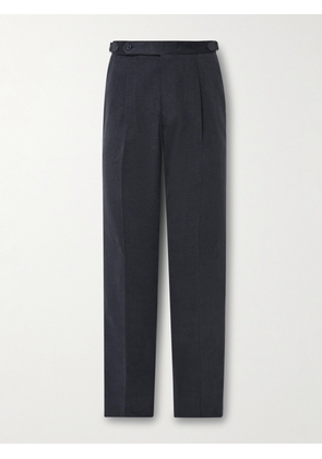 Stòffa - Tapered Pleated Cotton-Canvas Trousers - Men - Blue - IT 46