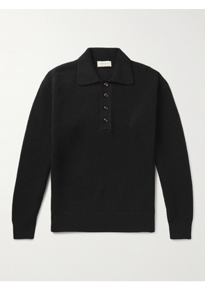 PIACENZA 1733 - Textured-Knit Virgin Wool Polo Shirt - Men - Black - IT 46