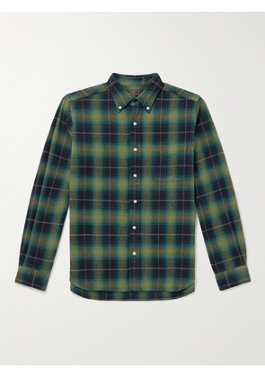 Beams Plus - Button-Down Collar Checked Brushed Cotton-Flannel Shirt - Men - Green - S