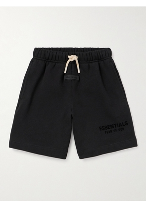 Fear of God Essentials Kids - Logo-Flocked Cotton-Blend Jersey Drawstring Shorts - Men - Black - 4