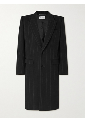 SAINT LAURENT - Pinstriped Wool-Blend Coat - Men - Black - IT 48