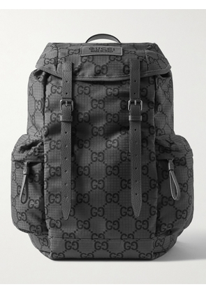 Gucci - Leather-Trimmed Monogrammed Ripstop Backpack - Men - Black