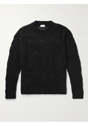 SAINT LAURENT - Open-Knit Mohair-Blend Sweater - Men - Black - M