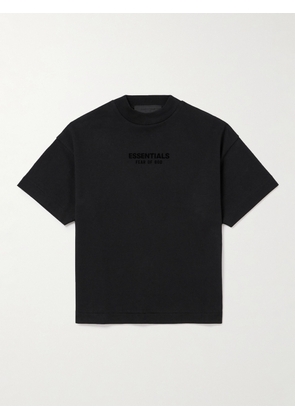 Fear of God Essentials Kids - Logo-Flocked Cotton-Jersey T-Shirt - Men - Black - 4
