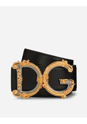 Dolce & Gabbana Calfskin Belt With Logo - Woman Belts Black Leather 105