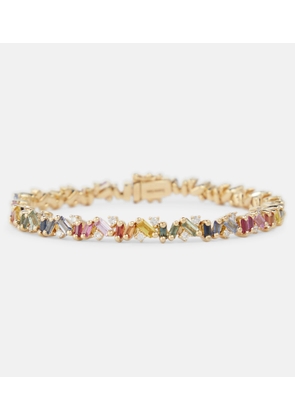 Suzanne Kalan Fireworks 18kt yellow gold bracelet with diamonds and sapphires