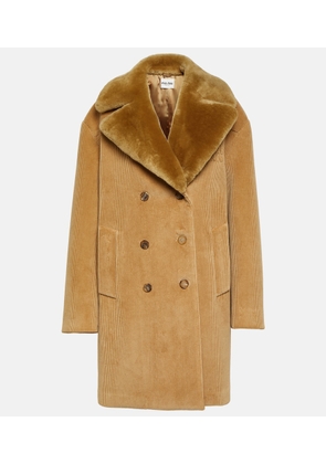 Miu Miu Shearling-trimmed corduroy coat