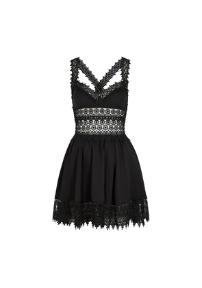 Charo Ruiz Marilyn Lace-trimmed Cotton-blend Mini Dress - Black - M