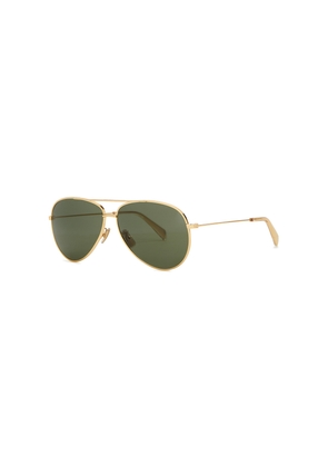 Celine Gold-tone Aviator-style Sunglasses, Sunglasses, Green Lenses