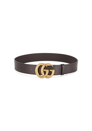 Gucci GG Brown Leather Belt, Designer Belt, Antique Gold Tone