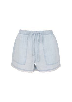 Bella Dahl Blue Frayed Chambray Shorts, Shorts, Denim - XS
