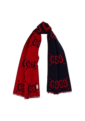 Gucci Freedom GG Wool And Silk-blend Scarf, Black, Scarf, Frayed Ends