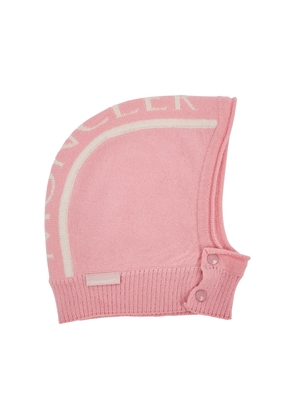 Harvey Nichols Moncler Kids Pink Logo-intarsia Balaclava, Hat, Wool