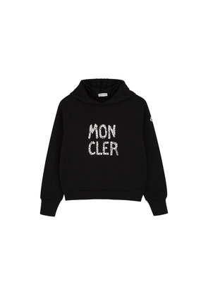 Moncler Kids Black Logo Hooded Cotton Sweatshirt (8-10 Years)