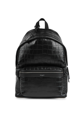 Saint Laurent City Black Crocodile-effect Leather Backpack