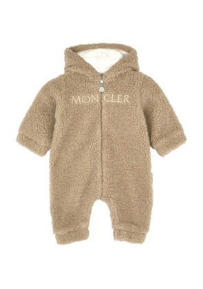 Moncler Kids Tutina Logo-embroidered Fleece Babygrow (1-6 Months) - Beige