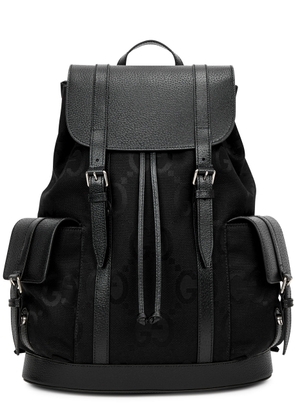 Gucci Jumbo GG Mongrammed Canvas Backpack - Black