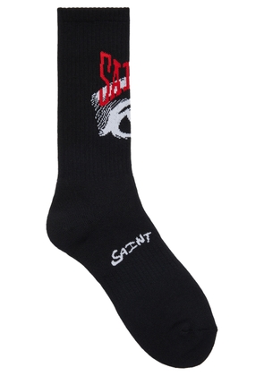 Saint Mxxxxxx Logo-intarsia Cotton-blend Socks - Black - One Size