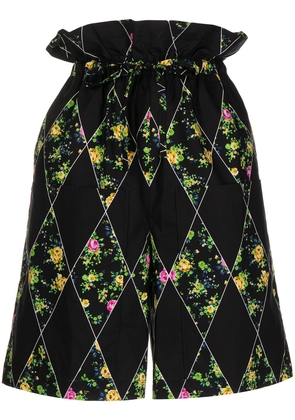 MSGM floral-print high-waisted shorts - Black