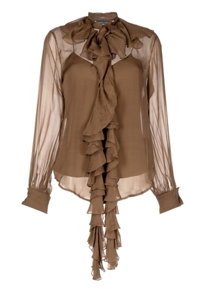 Ralph Lauren Collection ruffle-front blouse - Brown